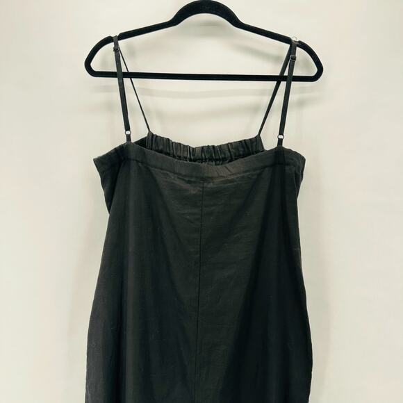 Hutch Bow Front Jumpsuit Womens L Black Linen Crop Preppy Quiet Luxury City Boho - Picture 5 of 11